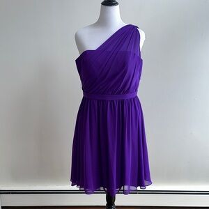 Alfred Angelo Vibrant Purple One-Shoulder Dress Size 16